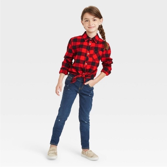 Girls' Mid-Rise Pull-on Jeggings Pants - Denim - Cat & Jack™ - Size 14 Plu - Picture 1 of 3